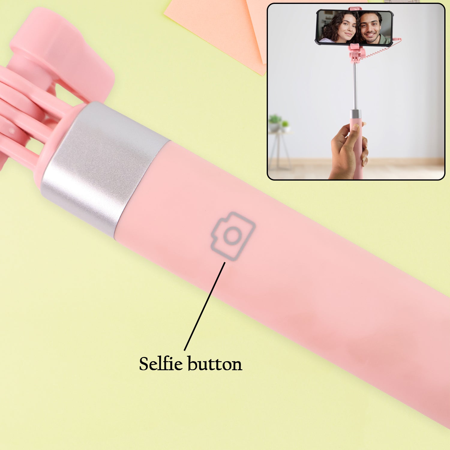 Wired Selfie Stick With Rearview Mirror  Built-in Shutter Button (1 Pc) Wired Selfie Stick With Rearview Mirror  Built-in Shutter Button (1 Pc)